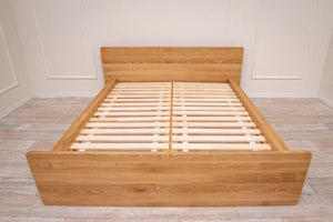 Solvig solid oak bed with storage | NordicStory