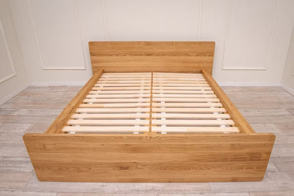 Solvig solid oak bed with storage | NordicStory