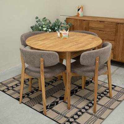 Pack of 2 or 4 Claus Solid Oak Dining Chairs, Gray or Brown upholstery | VESKOR
