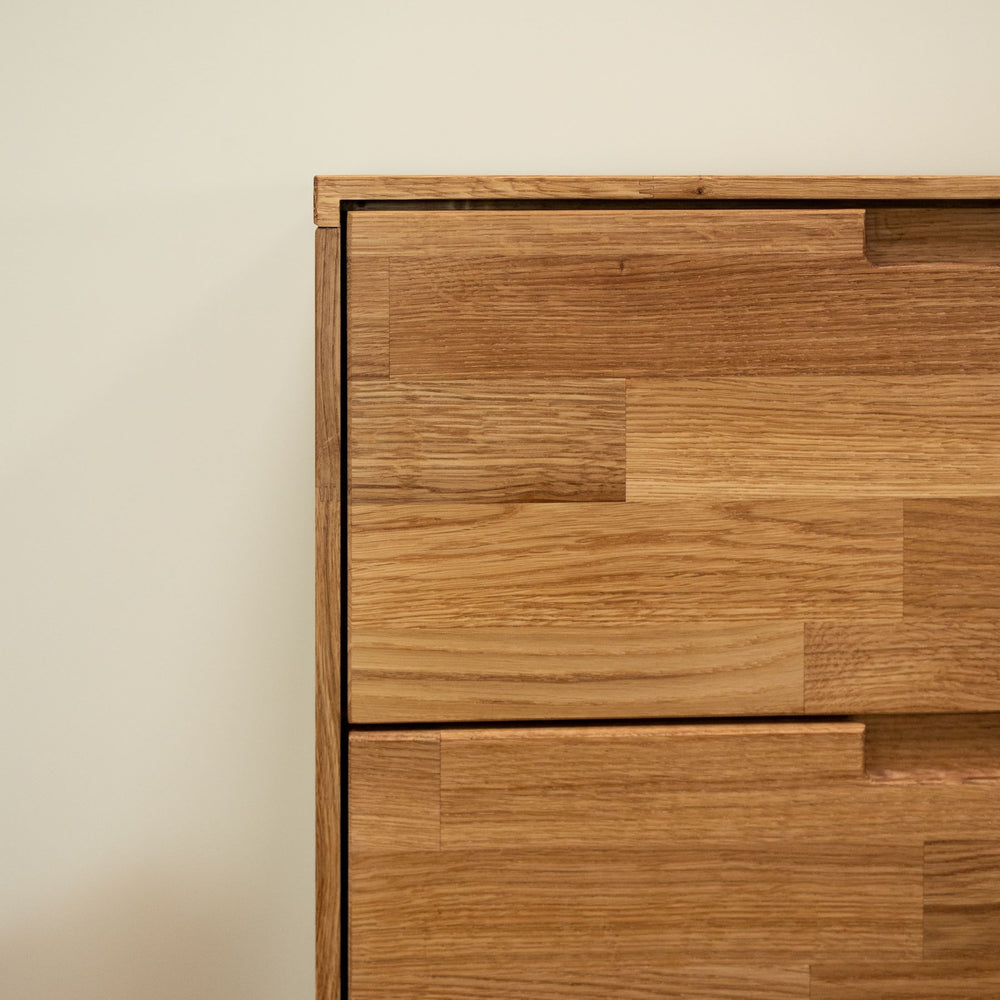 Solid oak high chest of drawers Escandi 6 NordicStory RobleStore