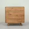Chest of drawers in solid oak Geneva 2 high chest of drawers with 4 drawers Roble.Store NordicStory