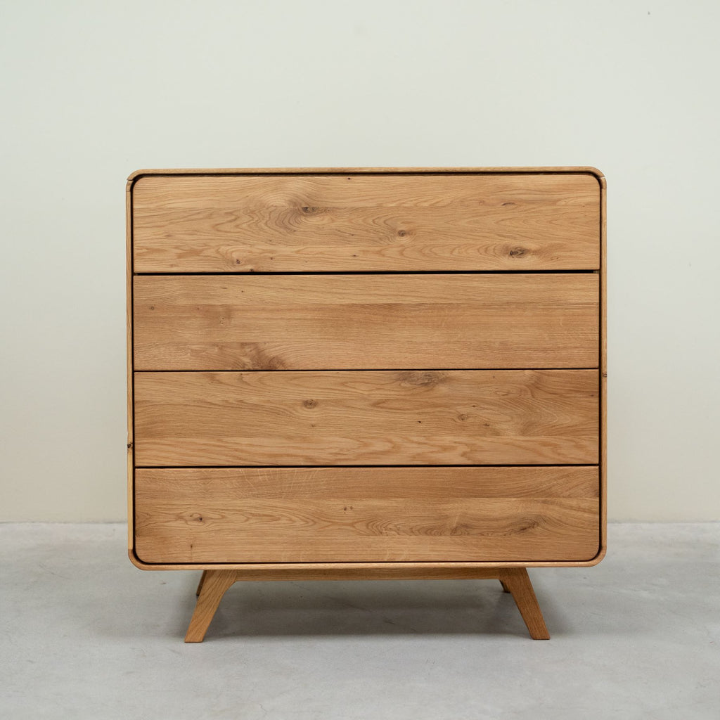 Chest of drawers in solid oak Geneva 2 high chest of drawers with 4 drawers Roble.Store NordicStory