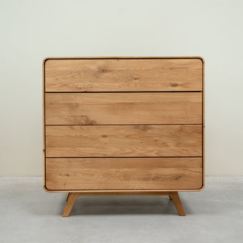 Chest of drawers in solid oak Geneva 2 high chest of drawers with 4 drawers Roble.Store NordicStory