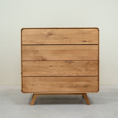 Chest of drawers in solid oak Geneva 2 high chest of drawers with 4 drawers Roble.Store NordicStory