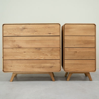 Chest of drawers in solid oak Geneva 2 high chest of drawers with 4 drawers Roble.Store NordicStory