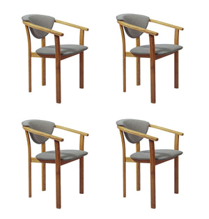 Pack of 2 or 4 Alexis Dining Chairs, Solid Oak Wood Frame, Nordic Gray Upholstery | NordicStory