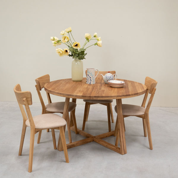 Pack of 2 or 4 Solid Oak Dining Chairs Diana Beige | NordicStory
