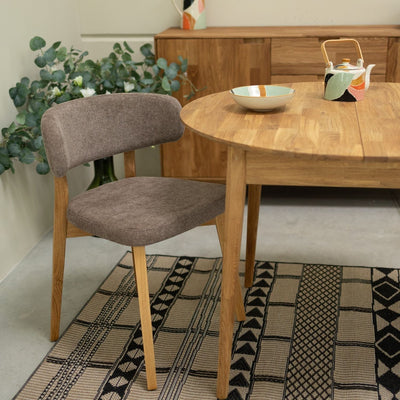 Pack of 2 or 4 Claus Solid Oak Dining Chairs, Gray or Brown upholstery | VESKOR