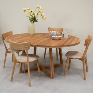 Pack of 2 or 4 Solid Oak Dining Chairs Diana Beige | NordicStory
