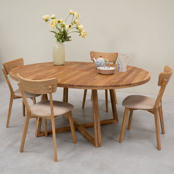 Pack of 2 or 4 Solid Oak Dining Chairs Diana Beige | NordicStory