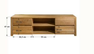 Solid oak TV stand Elsa, 160 x 44 x 47 cm, NordicStory