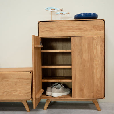 Sustainable oak solid wood shoe rack Geneva RobleStore NordicStory