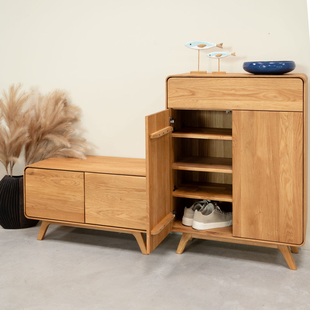 Sustainable oak solid wood shoe rack Geneva RobleStore NordicStory