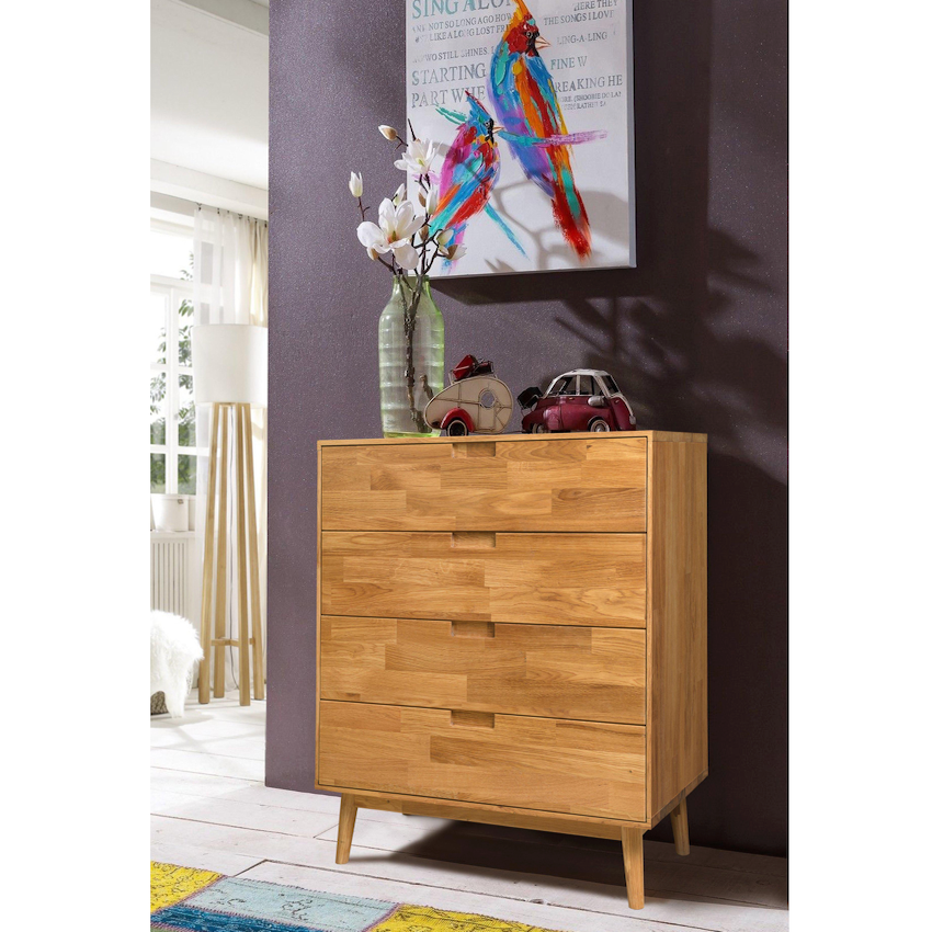 NordicStory Chest of drawers in solid oak "Escandi 1" 80 x 45 x 84,5 cm.