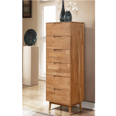 NordicStory Solid oak high chest of drawers "Escandi 6" 60 x 45 x 139 cm.