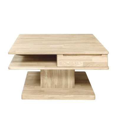Coffee table in solid oak wood rustic style