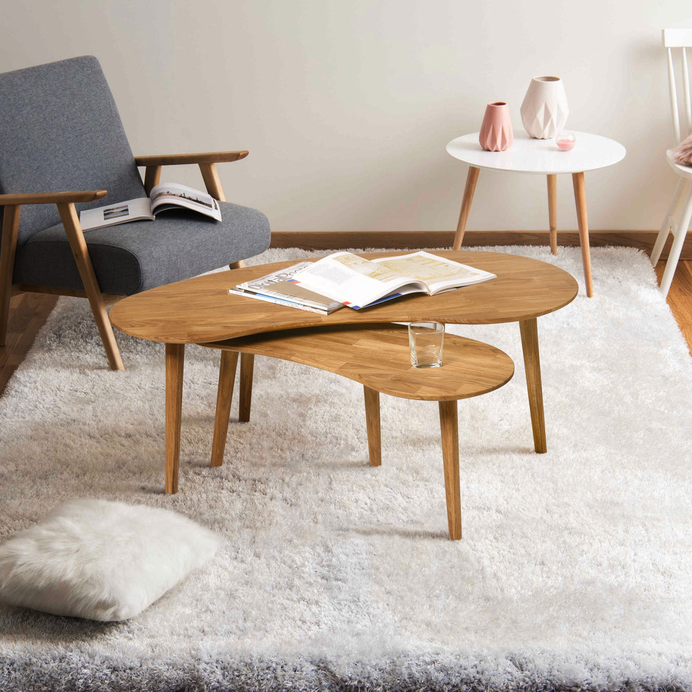 Escandi solid oak stacking coffee table, 120 x 60 x 60 x 43 cm / 85 x 40 x 38 cm | NordicStory