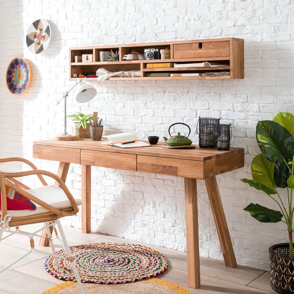 NordicStory Einstein 2 solid oak desk with floating shelves