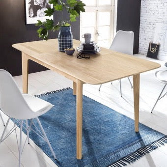 NordicStory France extendable solid oak dining table 120-160 x 80 x 75 cm.
