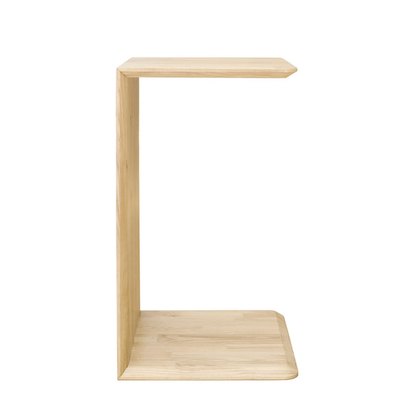 Scandinavian solid oak C-shaped night table