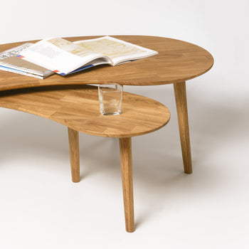 Living room coffee table solid oak wood nordico