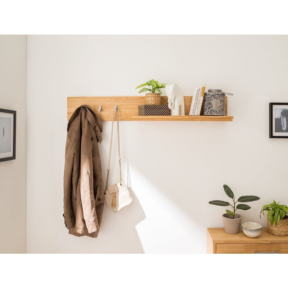 Wall coat rack in solid oak Arizona, 120 x 21 x 18 cm, NordicStory