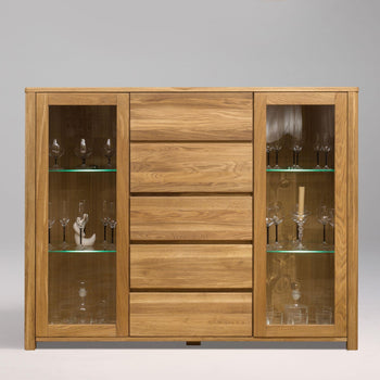 NordicStory Nordic Scandinavian glass cabinet with solid wood oak glass cabinet 