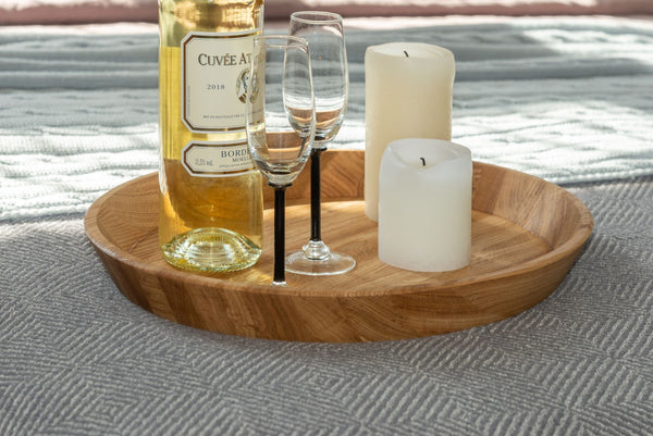 NordicStory Solid oak round decorative tray Info Draft