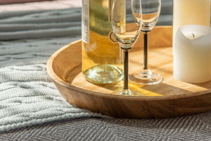 NordicStory Solid oak round decorative tray Info Draft
