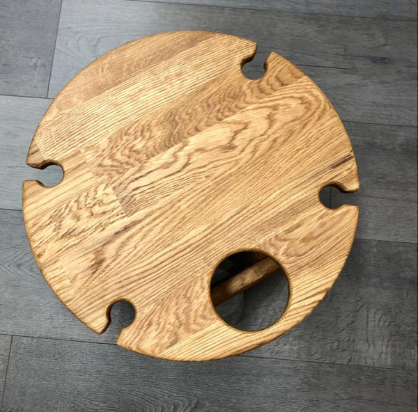 NordicStory Mini folding wine table in solid oak wood