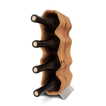 NordicStory Handmade wine rack made of solid oak AWRY wine stand for 4 bottles 
