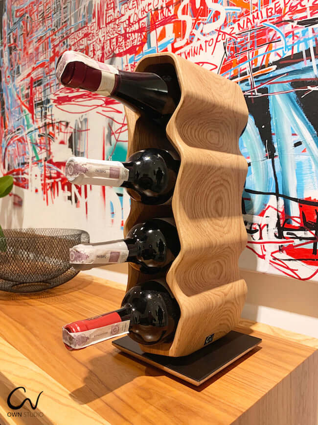 Handmade oak wine rack AWRY 2.0, wine stand for 4 bottlesRoble.Store