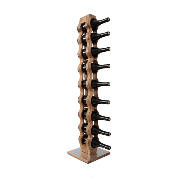 NordicStory Handmade oak wine rack OMO 9, wine stand for 9 bottles