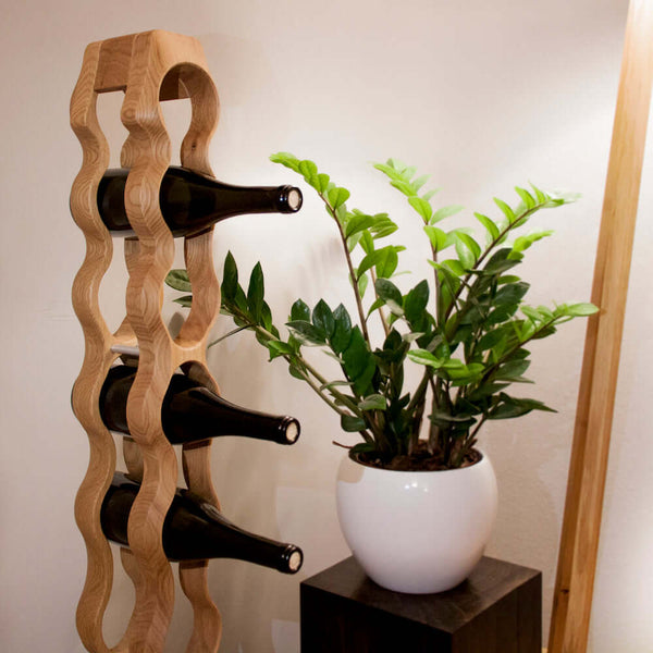 NordicStory Handmade oak wine rack OMO 9, wine stand for 9 bottles