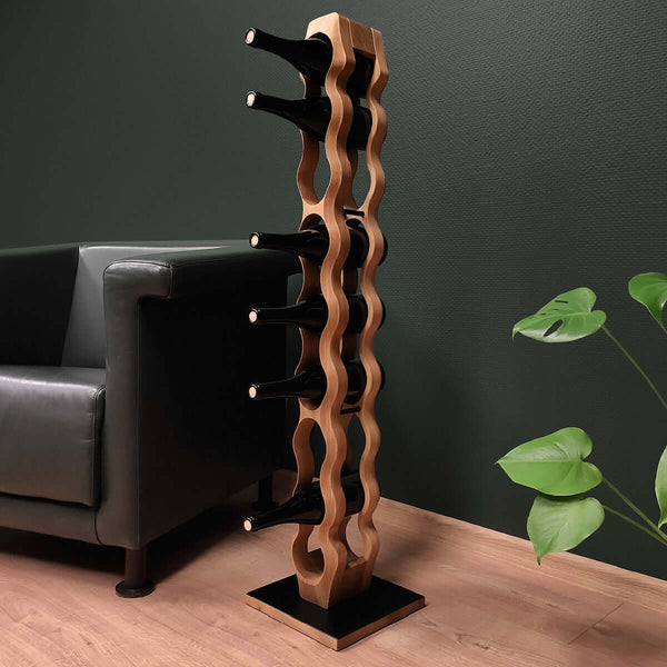 NordicStory Handmade oak wine rack OMO 9, wine stand for 9 bottles