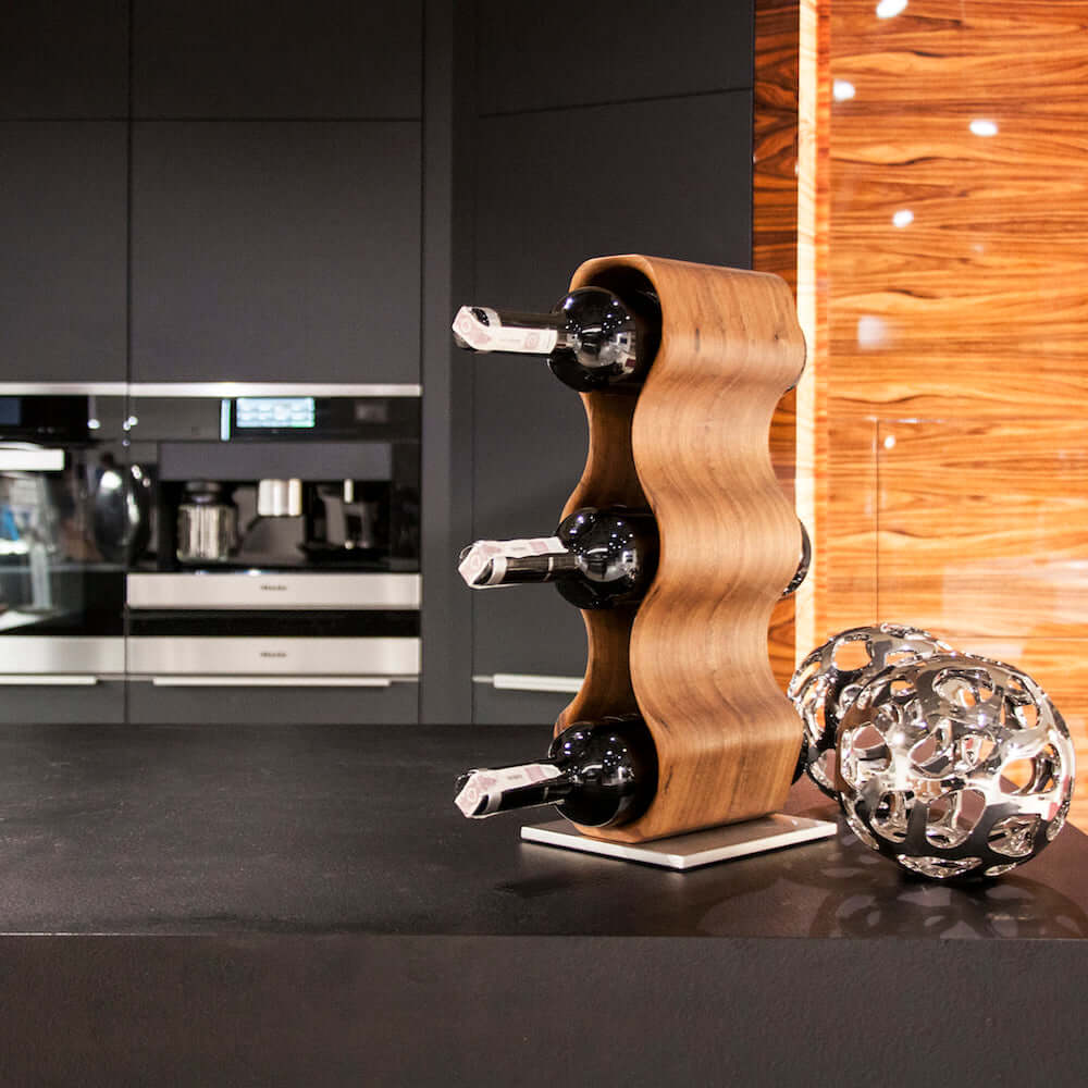 NordicStory Handmade oak wine rack SLIM, wine stand for 3 bottles