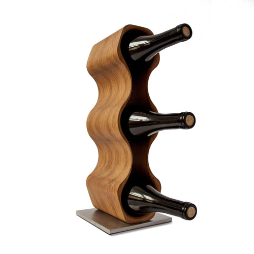 NordicStory Handmade oak wine rack SLIM, wine stand for 3 bottles