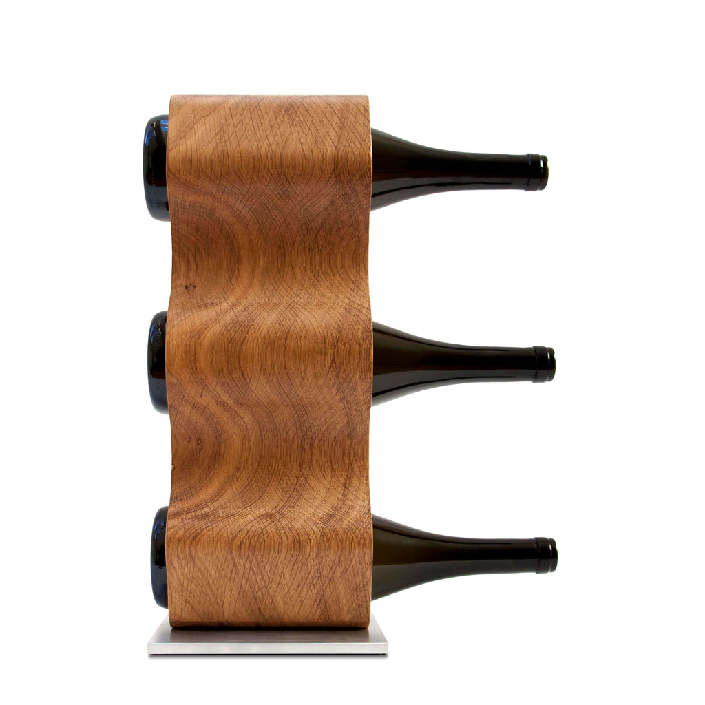 NordicStory Handmade oak wine rack SLIM, wine stand for 3 bottles