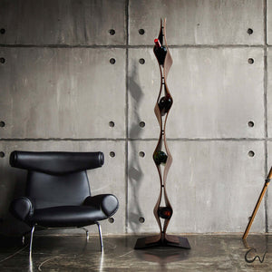 NordicStory Handmade oak wine rack TWIST, wine stand for 4 bottles