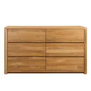 NordicStory Elsa Dresser Chest of Drawers 6 Drawers Solid Wood Scandinavian Oak 