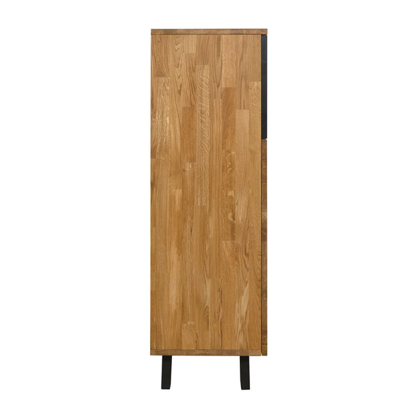 NordicStory Chest of drawers solid oak dresser with black metal legs Moritz