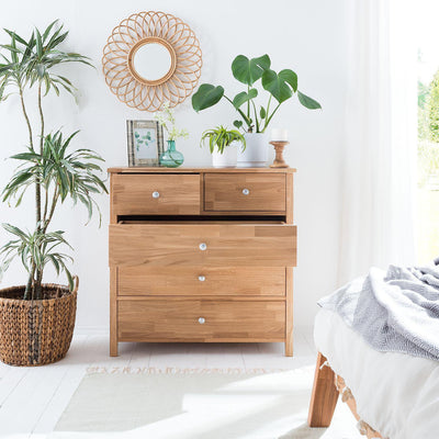 NordicStory Laura Chest of Drawers 5 Chests Solid Wood Nordic Oak 