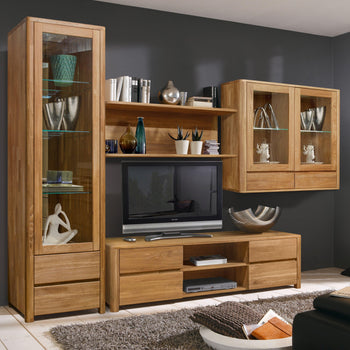 NordicStory Nordic design wall cabinet with glass in solid wood oak natural oak 