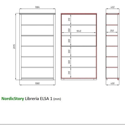 NordicStory Bookcase NordicStory Solid oak wall shelves