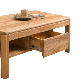 NordicStory Coffee table solid wood oak coffee table with 1 drawer Scandinavian 