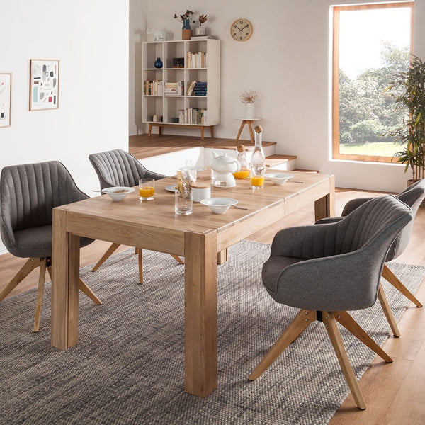 NordicStory Extending dining table made of solid oak wood 