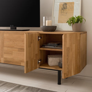 Wardi solid oak TV stand, 220 x 40 x 65 cm, NordicStory