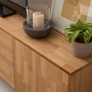 NordicStory TV stand solid oak wood Scandinavian industrial design 