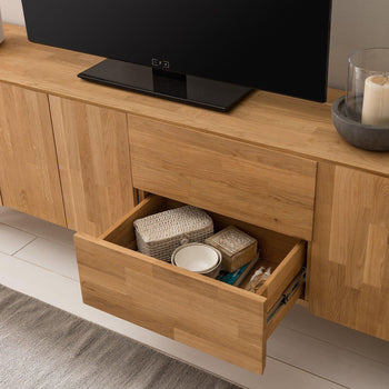 NordicStory TV stand solid oak wood Scandinavian industrial design 