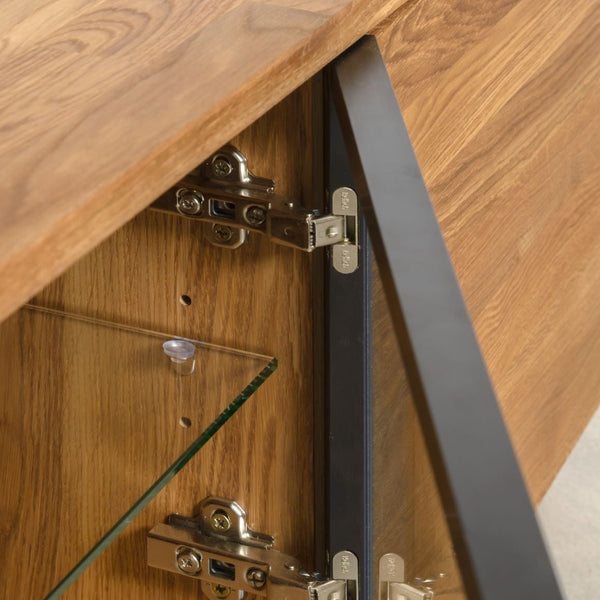NordicStory Solid oak TV stand with black metal legs Moritz
